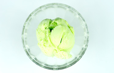 ice cream lemon in a Popsicle Cup glass on white background, food concept front view.