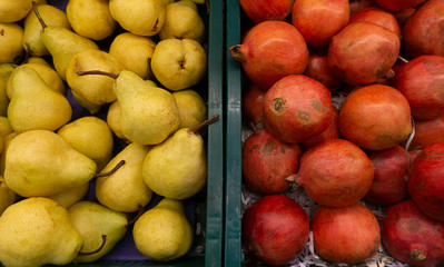 Fruit in a basket for sale in the market. Ingredients for cooking. food concept.