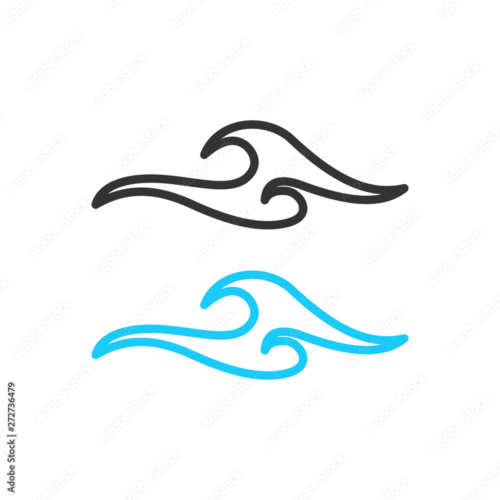 Aufkleber wave logo design illustration. wave icon vector. wave sign symbol on white background. wave icon for