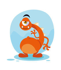 Orange monster cartoon design icon vector ilustration