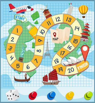 A world travel boardgame template