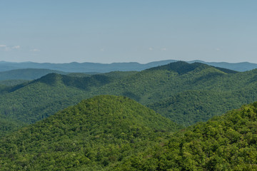 Beautiful Blue Ridge Parkway vista in springtime, North Carolina