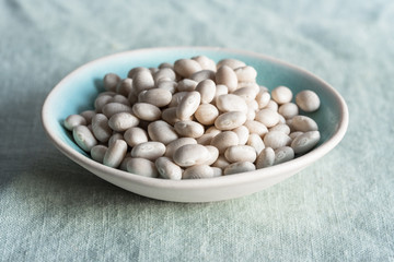 Dry Navy Beans in a Bowl