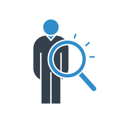 people and magnifier glass icon for human recruitment concept