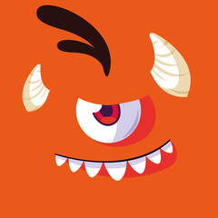 Orange monster cartoon design icon vector ilustration