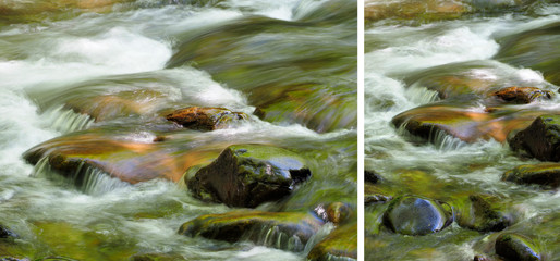 Horizontal and Vertical Images of Long Exposure of Little River in the Great Smokey Mountains National Park