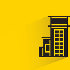 tower building with drop shadow on yellow background vector