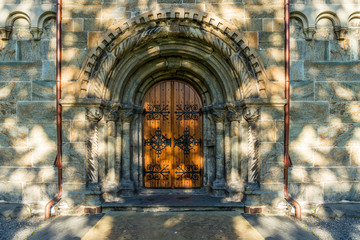 The Backgrounds of vintage door and shading from the tree. Gothic Style - 272740426