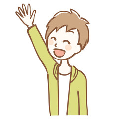 挙手する男の子のイラスト