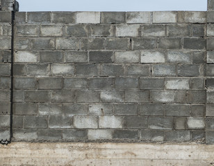masonry wall of concrete blocks