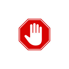 Hand blocking icon sign stop. Stop hand logo Vector illustration