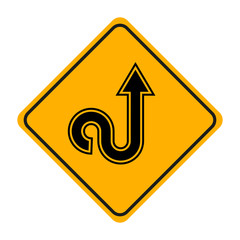 arrow road sign in yellow signage