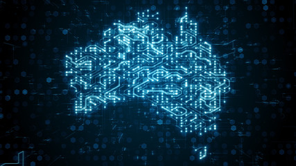 Australia circuit board nbn broadband internet infrastructure network - Conceptual Render Illustration Graphic