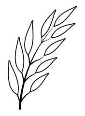 exotic tropical leaves icon cartoon in black and white