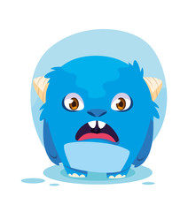 Blue monster cartoon design icon vector ilustration