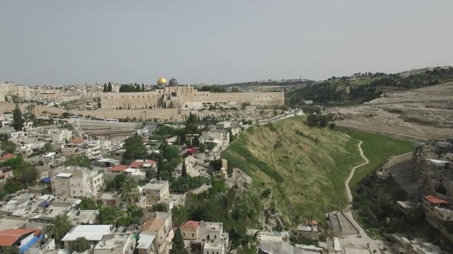 Aerial of City of David, Silwan, Kidron Valley & Old City Jerusalem. DJI-0204-08