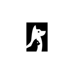 dog cat pet logo vector icon illustration negative space style