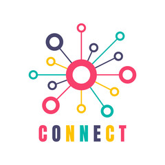 Fototapeta premium Creative connection icon logo design made. Geometric structure dot and line connection. Vector illustration