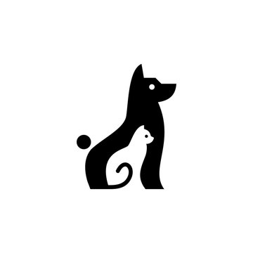 dog cat pet logo vector icon illustration negative space style