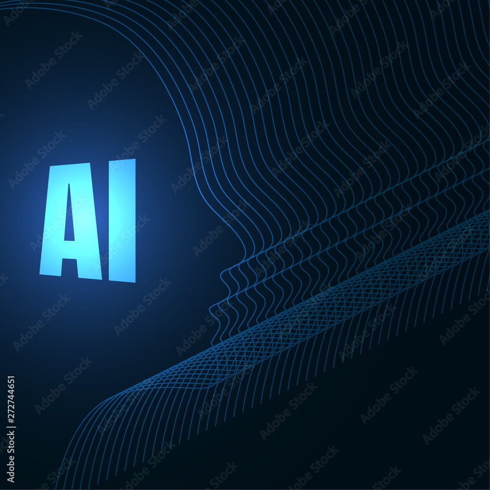 Poster artificial intelligence. abstract geometric human head outline with circuit board. technology and en