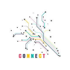 Creative connection icon logo design made. Geometric structure dot and line connection. Vector illustration