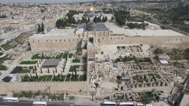 Aerial of Southern steps of Temple Mount. Jerusalem. DJI-0204-09
