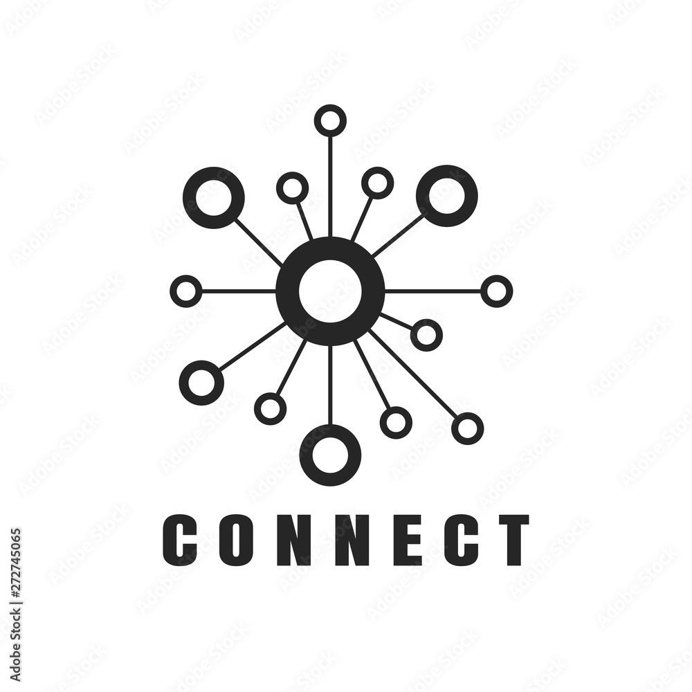 Aufkleber creative connection icon logo design made. geometric structure dot and line connection. vector illus