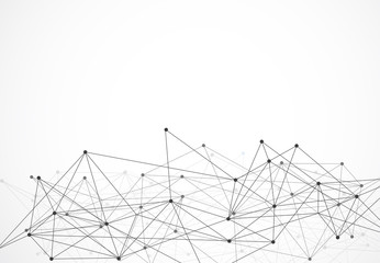 Abstract connecting dots and lines with geometric background. Modern technology connection science, Polygonal structure background. Vector illustration