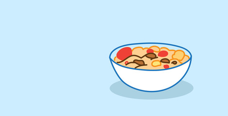 muesli with yogurt and fruits bowl healthy food concept horizontal sketch hand drawn