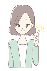 指差し　若い　女性　イラスト