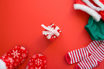 Merry Christmas and Happy New Year. Red background