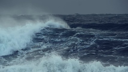 Wild weather dark stormy sea waves global warming and climate change