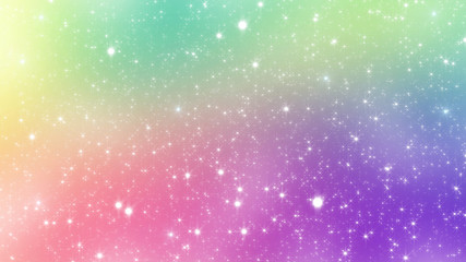 Holographic Abstract Kawaii universe princess colors Fantasy Pastel Fairy rainbow stars and blurs background. 