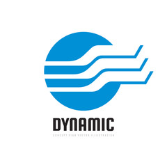 Dynamic wing - vector logo design. Abstract shape in circle creative sign. Transport icon. 