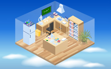 Chemistry lab isometric on the sky