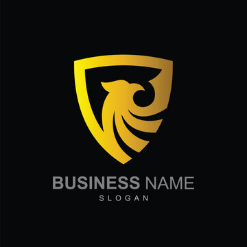 logo eagle with shield symbolizes strength, logo ready to use