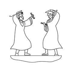 happy students boys graduated celebrating