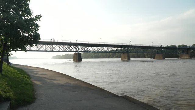 Bridge over Sava river. Bridge connects Bosnia and Croatia.