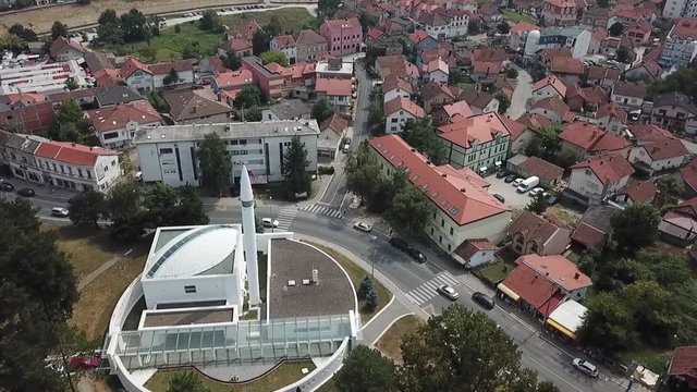 Aerial view of the mosque in the city