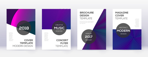 Modern brochure design template set. Neon abstract