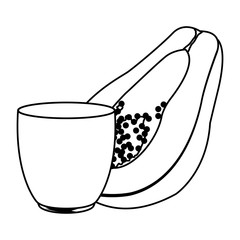 tropical fruit and smoothie drink in black and white