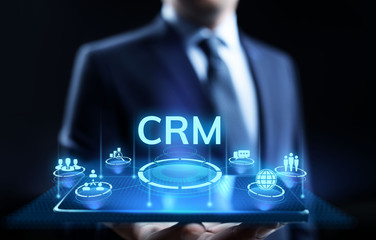 CRM - Customer Relationship Management. Enterprise Communication and planning software concept.
