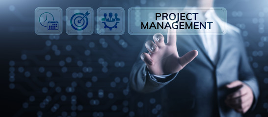 Project management Time Planning business concept on screen.