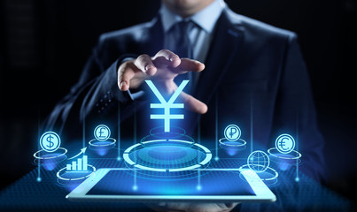YEN symbol Forex trading currency exchange business finance concept.
