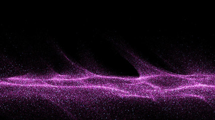 black backgrounds with small particles bright pinks shining together into shadow waves spread throughout the area and areas with deep clarity.