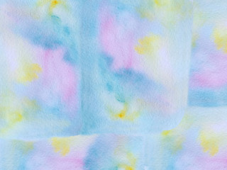 Abstract watercolor blue background with pink and yellow spots. raster illustration for poster design