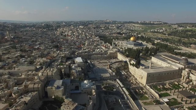 Aerial of Western Wall and Temple Mount of Jerusalem. DJI-0682-02