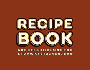 Vector trendy sign Recipe Book with Uppercase Font. Retro style Alphabet Letters and Numbers