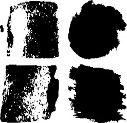 Set of paint strokes. Vector banners. Black spots on white background