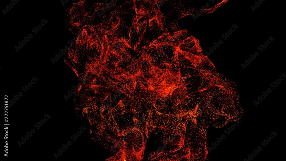 Aufkleber Digital signatures black background with small red particles dissipating from the circle spread out throughout the area and areas with deep clarity.